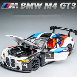 1:24 BMW M4 GT3 lega modello di auto sportiva diecast pista in metallo modello di auto da corsa simulazione suono e collezione di luci regalo giocattolo per bambini