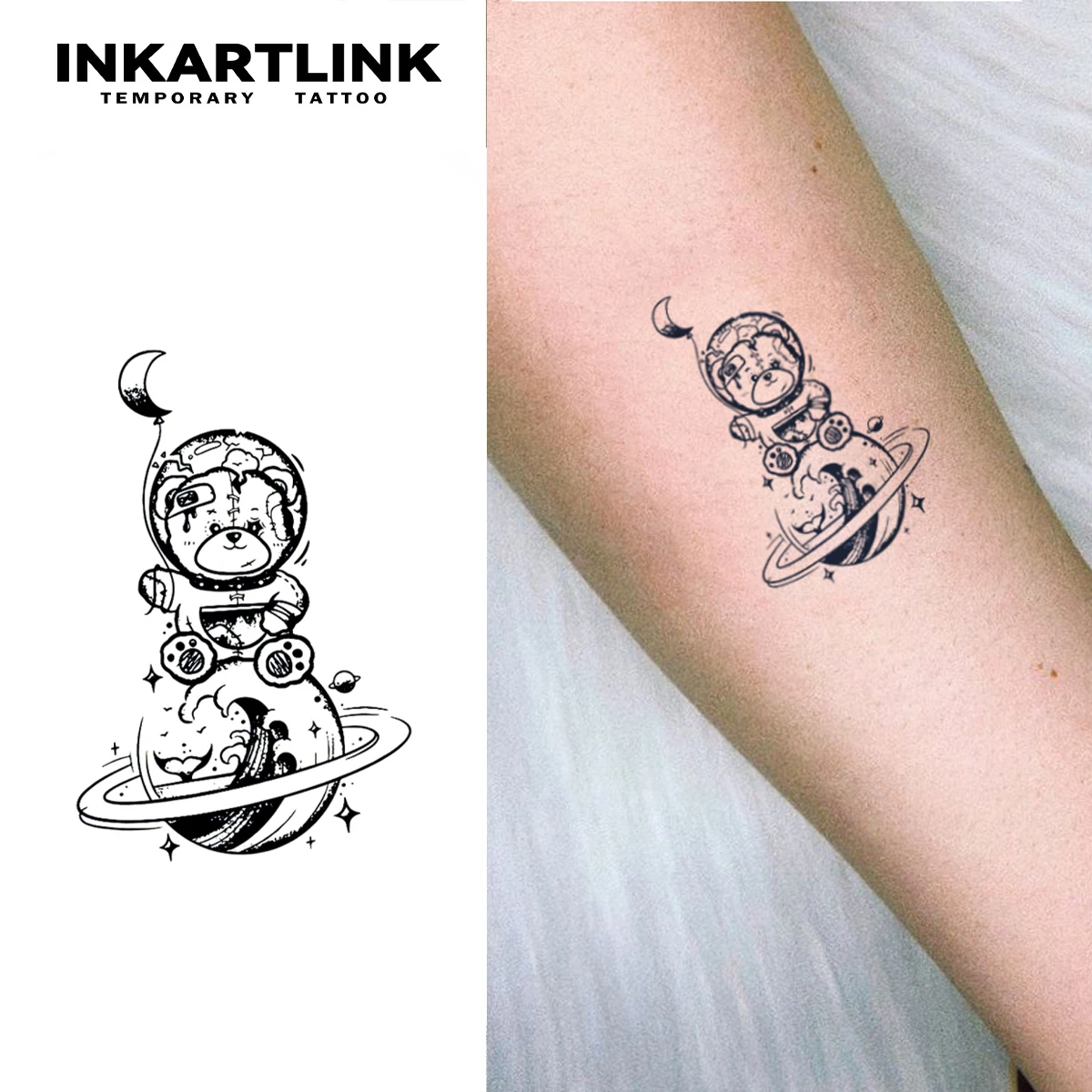 3 pcs Bear Temporary Tattoo,Lasts To 15 Days New Technology Magic Waterproof Semi Permanent Sticker.