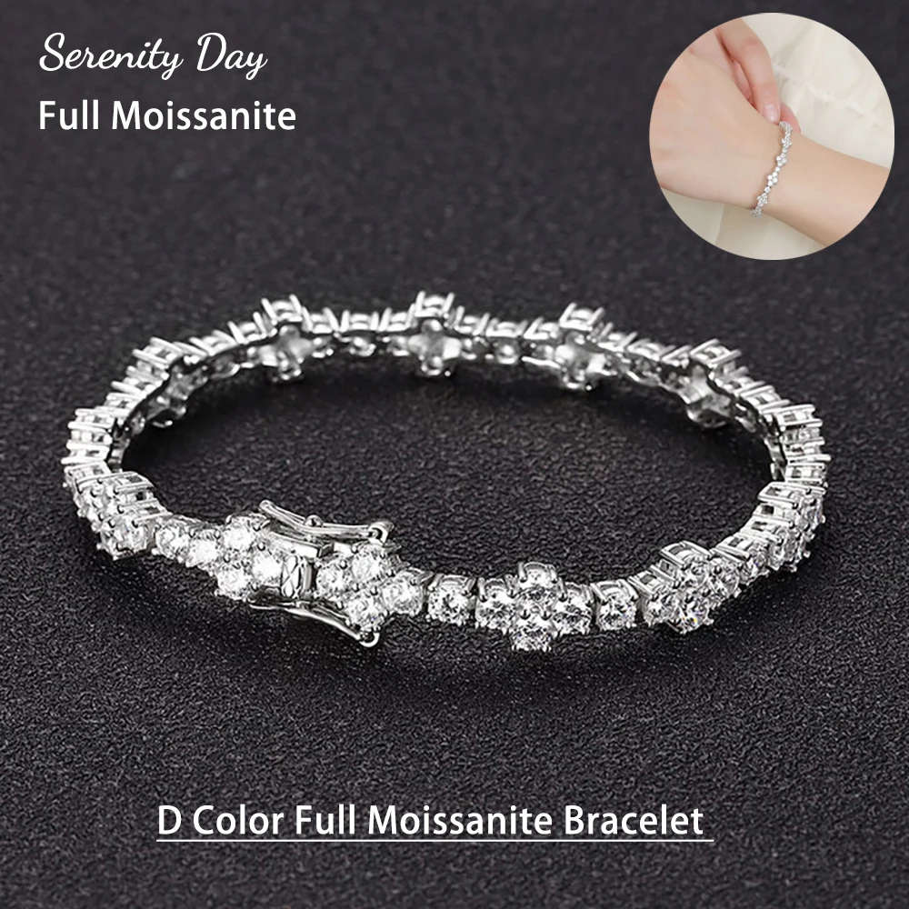 

Serenity D Color 3mm Real Moissanite Tennis Bracelet For Women Men GRA Certified S925 Silver Sparkling Cross Bracelet Plated 18k