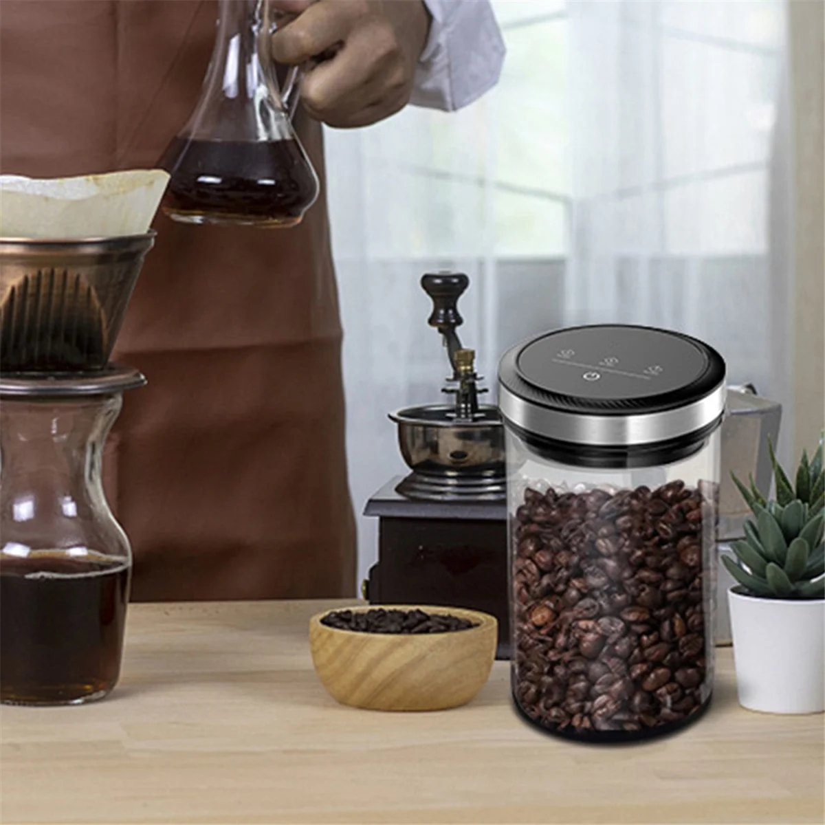 

Вакуумная банка для кофе Вакуумные канистры для кофе с герметичными крышками 33 кПа Автоматическая вакуумная банка для хранения с сенсорным экраном 1,6 л/54 унции