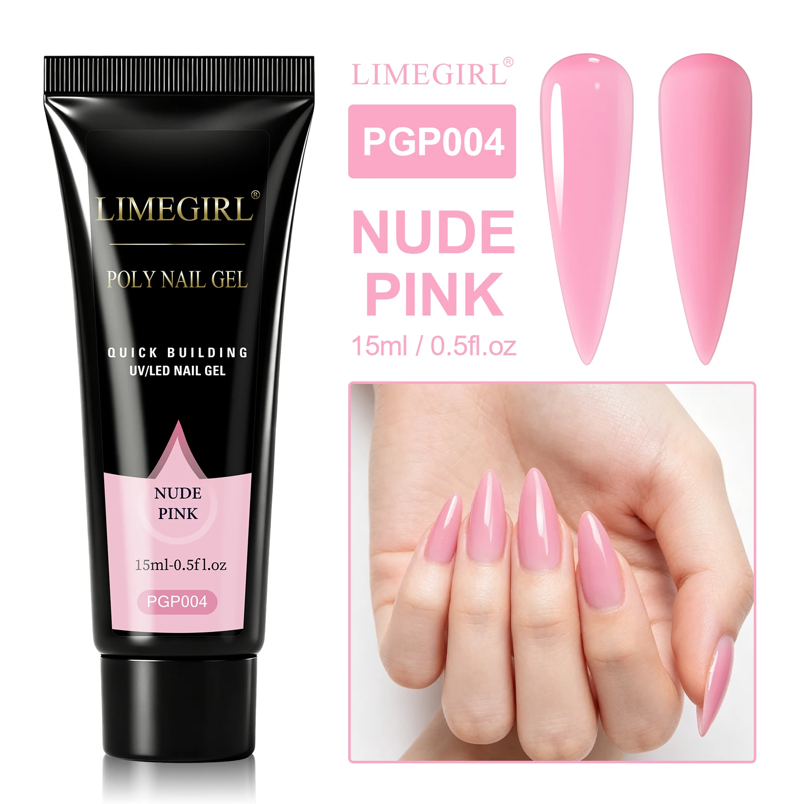 LIMEGIRL 25 Farben Poly-Verlängerungsnagelgel für Nagelkunst, Acryl-Maniküre-Design, UV-Lacke, semi-permanentes, schnelles Verlängerungsgel