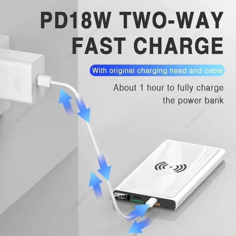 40W Wireless Super Fast Charging Power Bank Portable 20000mAh Charger Digital Display External Battery for iphone Xiaomi