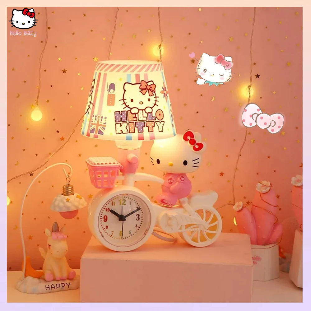 Cartoon Sanrioed Hello Kitty Night Light Kuromi Cinnamorol Kawaii Anime Kt studente dormitorio lampada da comodino ragazze sveglia lampada