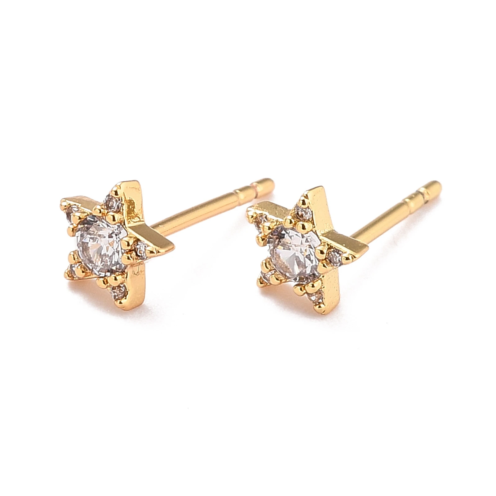 

5 Pairs Golden Color Star Stud Earrings Sparkling Cubic Zirconia Stud Earrings for Women Girl 18k Gold Plated Jewelry Gifts