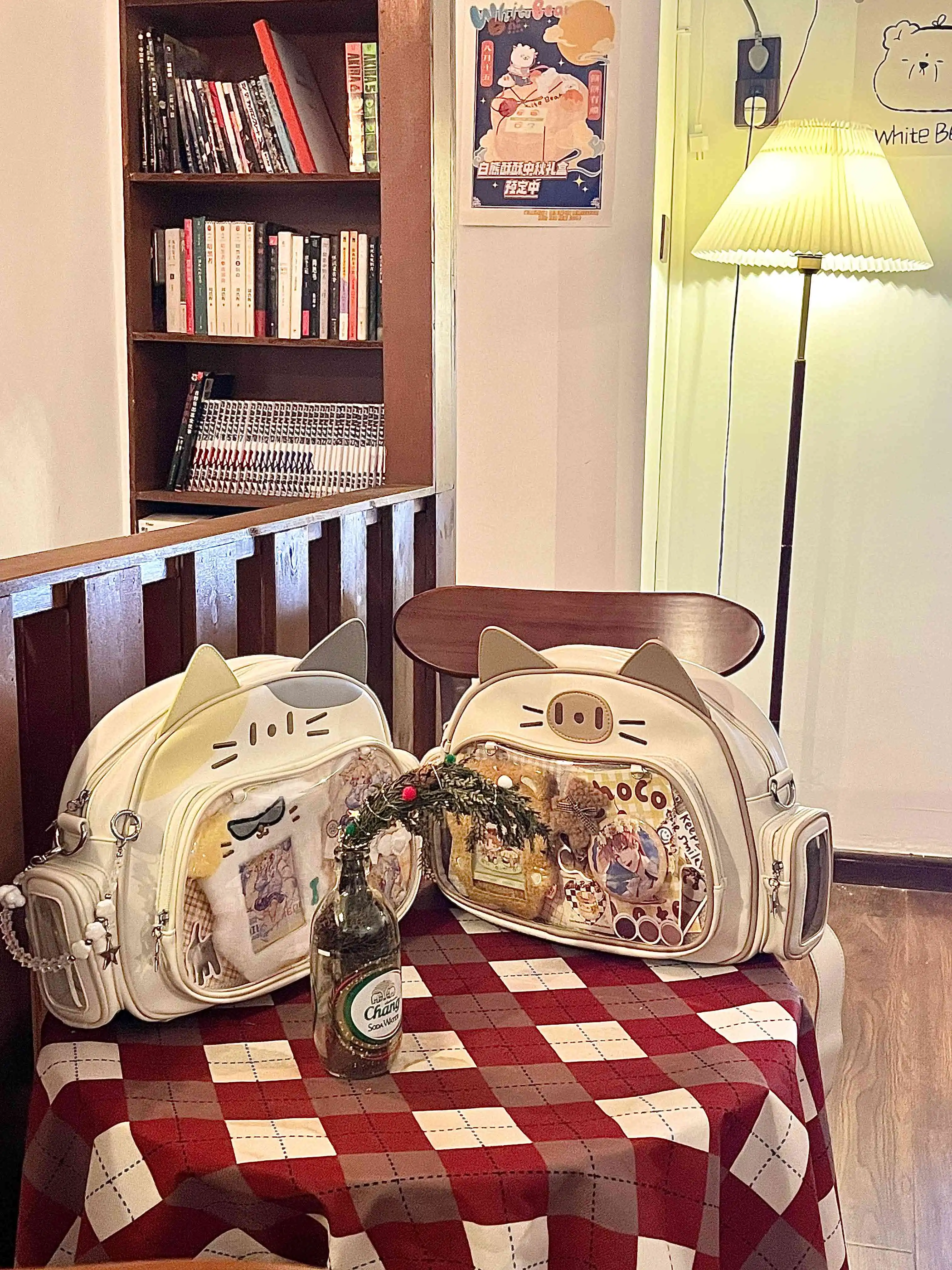 Japanische Original Nette Cartoon Katze Zwei-dimensionale Ltabag Schulter Tasche Frauen Große Kapazität College Stil Täglichen Rucksack Weibliche