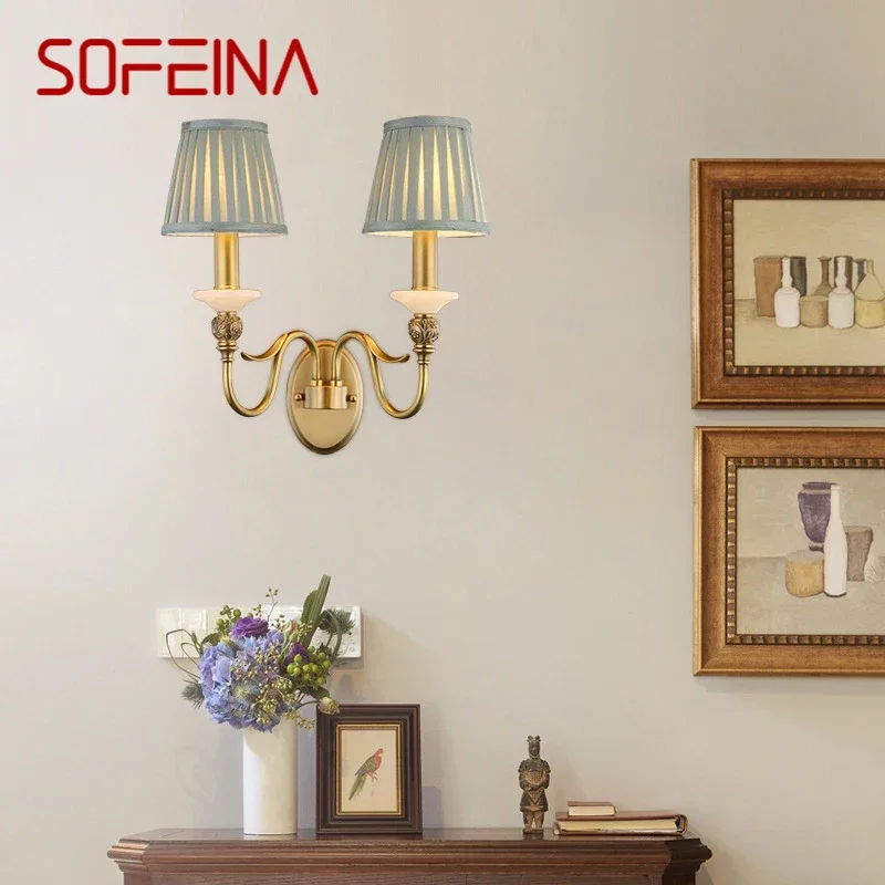 

SOFEINA American Brass Wall Lamp Indoor Living Room Bedroom Bedside Lamp Retro Hotel Corridor Hallway Wall Lamp