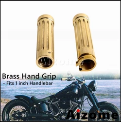 Motorcycle 1inch Stripe Brass Handle Bar Grip Retro Handlebar Grips 25mm For Harley Sportster XL1200 XL883 Dyna Softail Custom