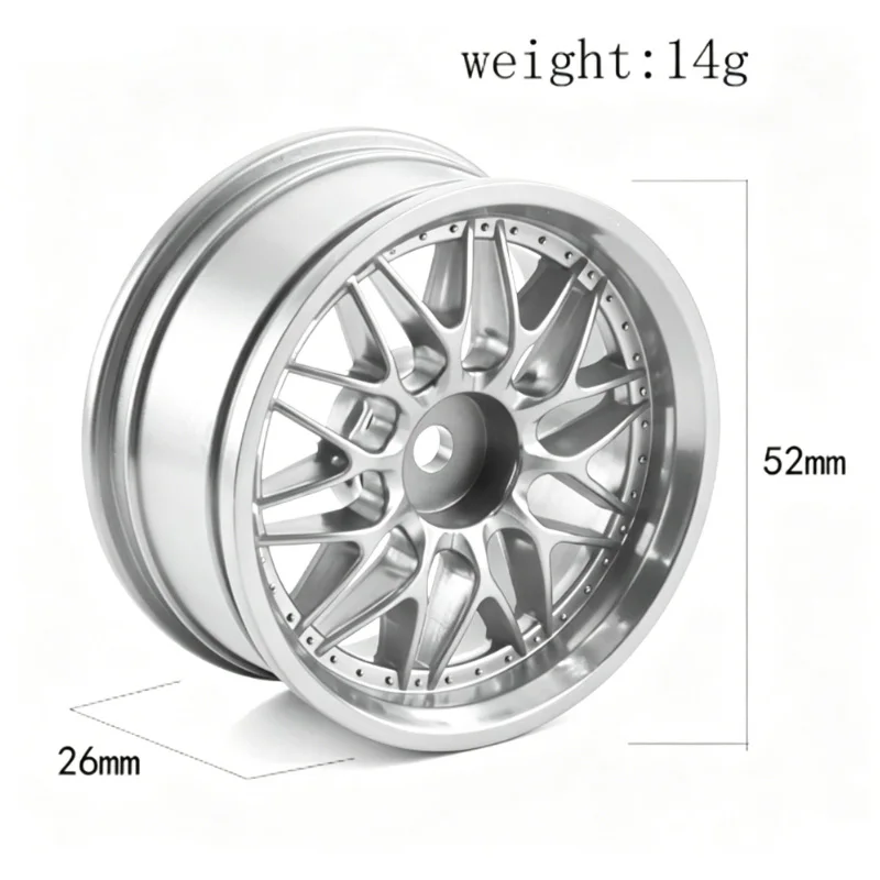4-Piece Set of High-Grip, Durable, Upgraded RC Car Tires and Rims (12mm Hex), Compatible with Tamiya TT01/TT02/XV01, HPI WR8 etc