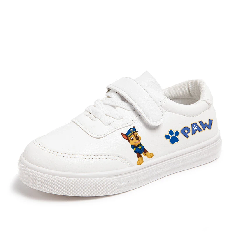 أحذية رياضية للأولاد والبنات من Paw Patrols، أحذية رياضية بنمط كرتوني جديد، أحذية كاجوال من الجلد الناعم للأولاد والبنات، أحذية بيضاء صغيرة