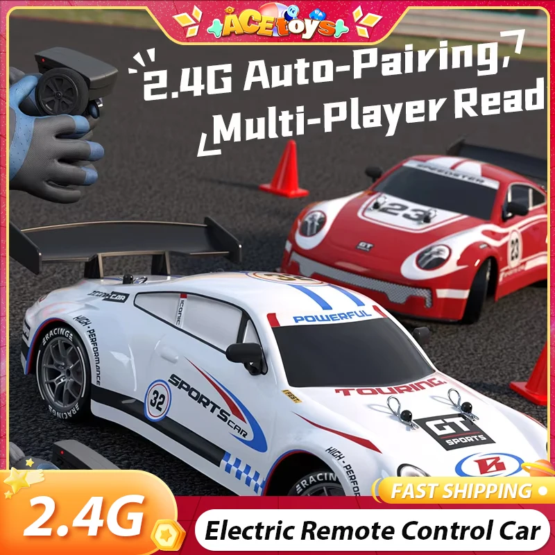 1:16 전동 무선 조종 자동차 LED 라이트 2.4G 자동 페어링 4륜 견고 고속 레이싱 재미있는 어린이 드리프트 자동차 장난감