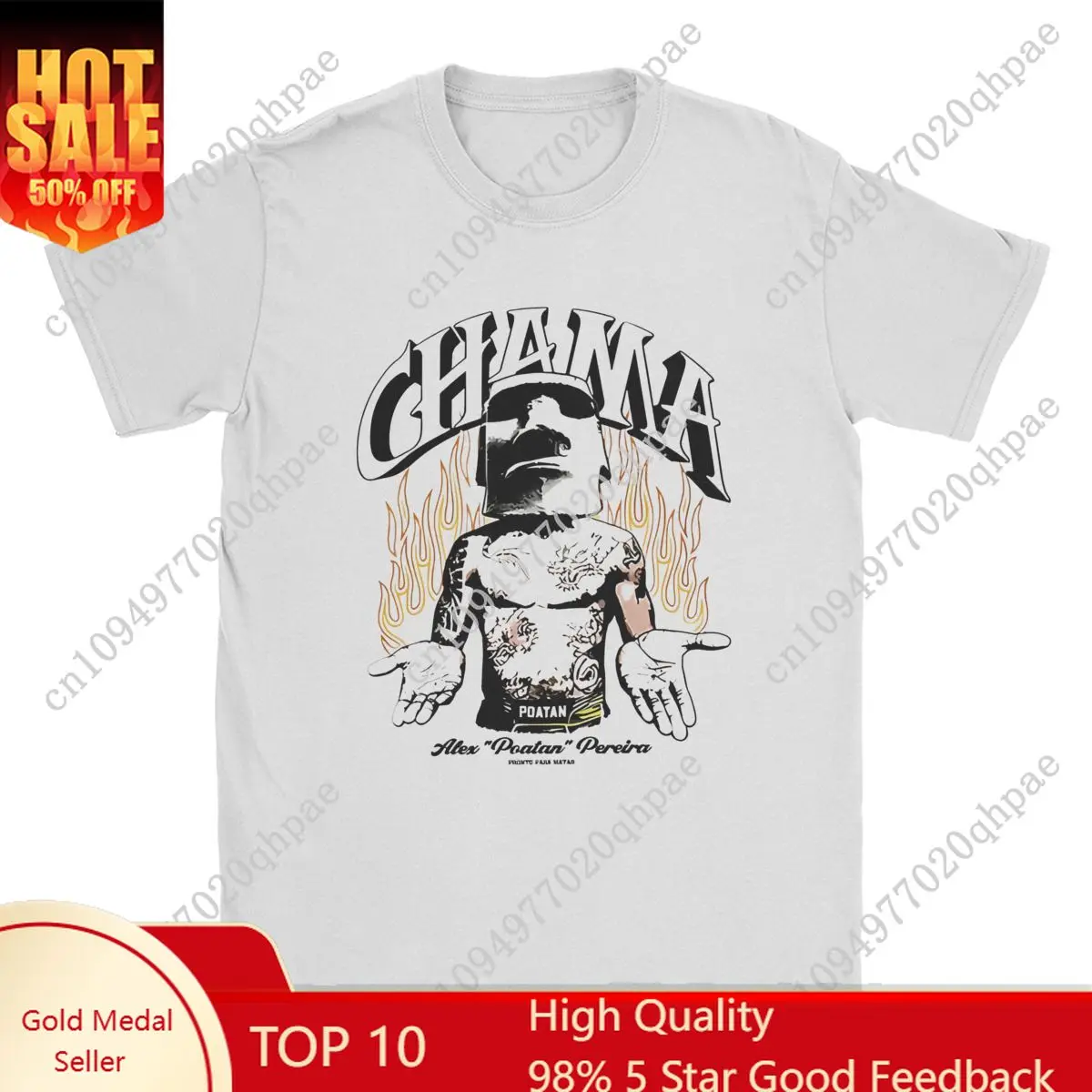 

Chama Poatan Alex Pereira T-Shirts Men Funny Vintage 100% Cotton Tee Round Collar Short Sleeve T Shirts Plus Size merchandise