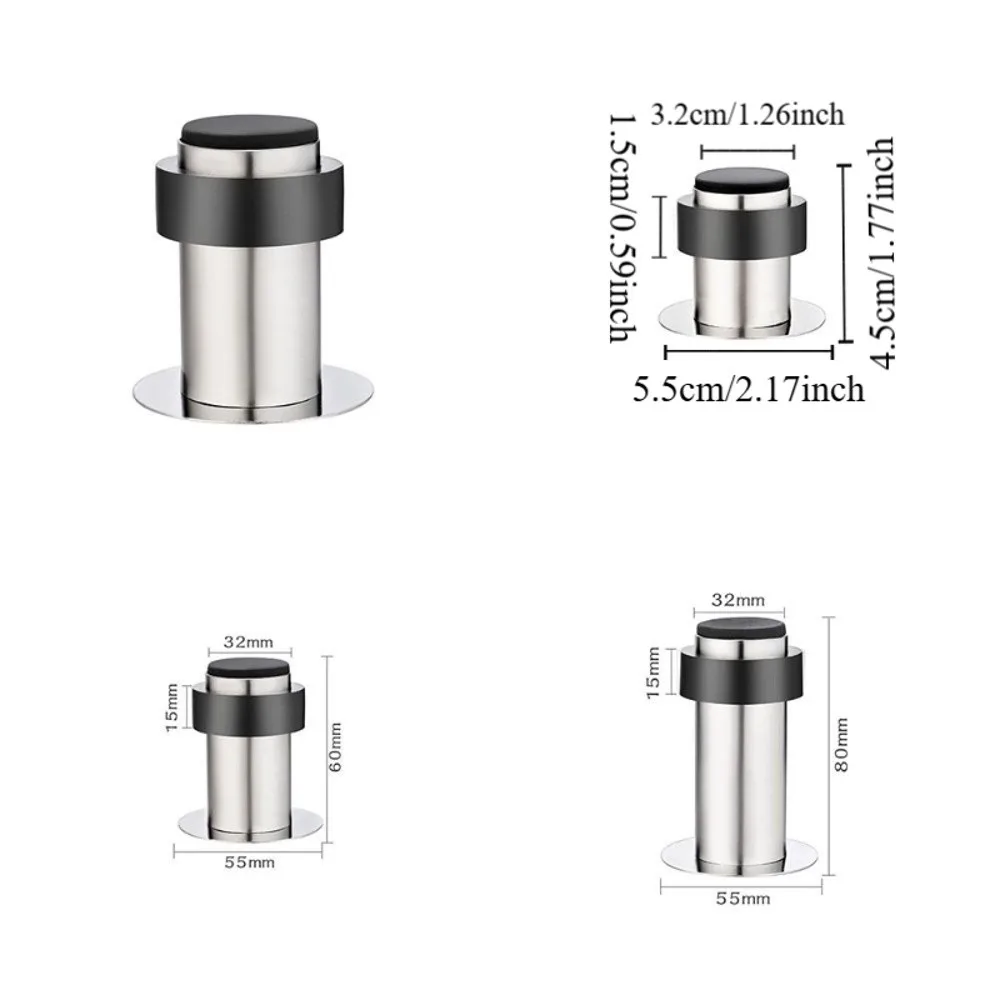 الأجهزة المطاط الباب سدادة الفولاذ المقاوم للصدأ 45 مللي متر-80 مللي متر جدار حامي جولة دائم المضادة للتصادم حامل الباب الطابق توقف الباب