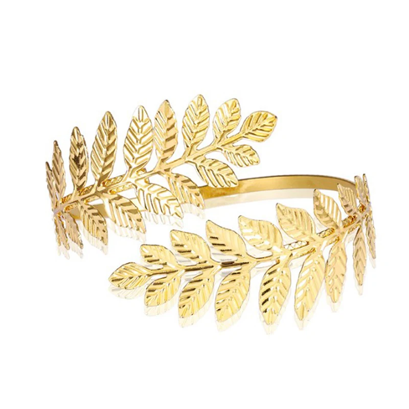 Bohemian Fashion Metal Greek Roman Laurel Leaf Bracelet Armband Upper Arm Cuff Armlet Hand Chain Wedding Jewelry Accessories