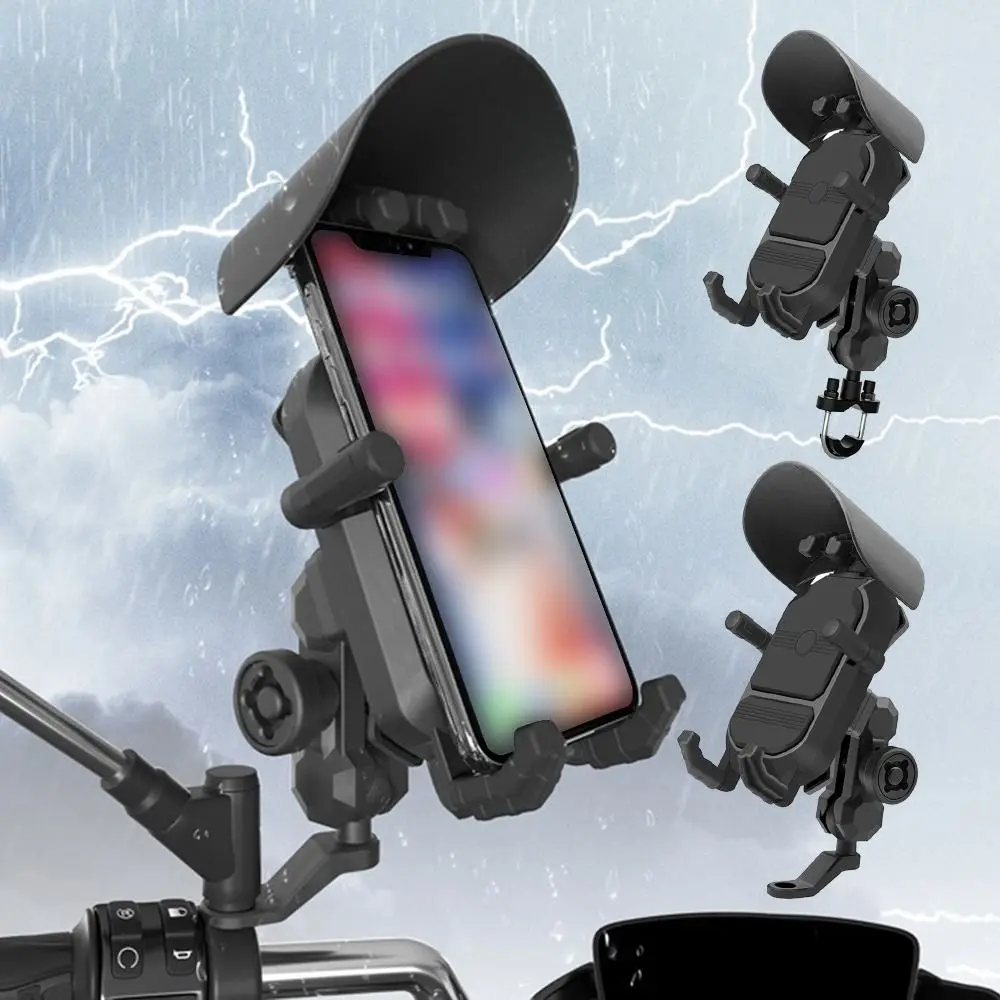 Aluminum Alloy Motorcycle Mobile Phone Holder Waterproof Rotatable Helmet Sunscreen Phone Stand Shockproof