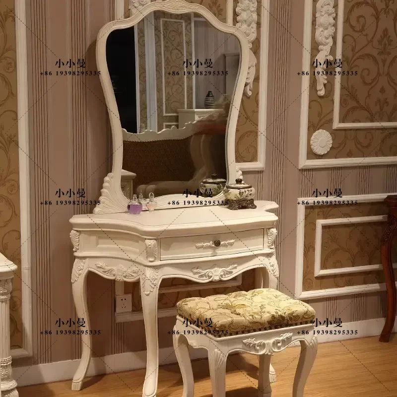 White Bedroom Dresser with Mirror Small Makeup Storage Organizer Luxury Vanity Table with Drawers Compact Furniture for