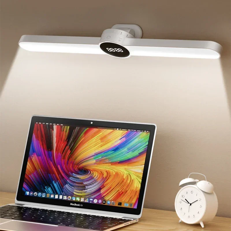 LED Desk Lamp USB Hanging Magnetic Stepless Dimming Clock Table Lamp Recharge Cabinet Closet Wardrobede Bedroom Desk Night Light image 2