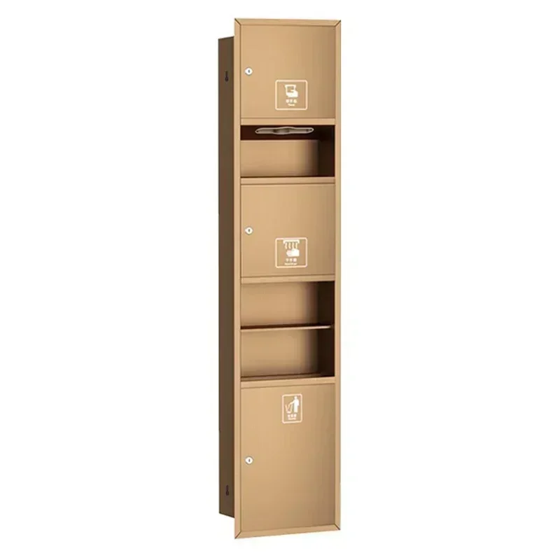

Rose Gold Stainless Steel Paper Towel Box Hand Dryer Trash Can Bathroom Concealed Embedded Storage Rack