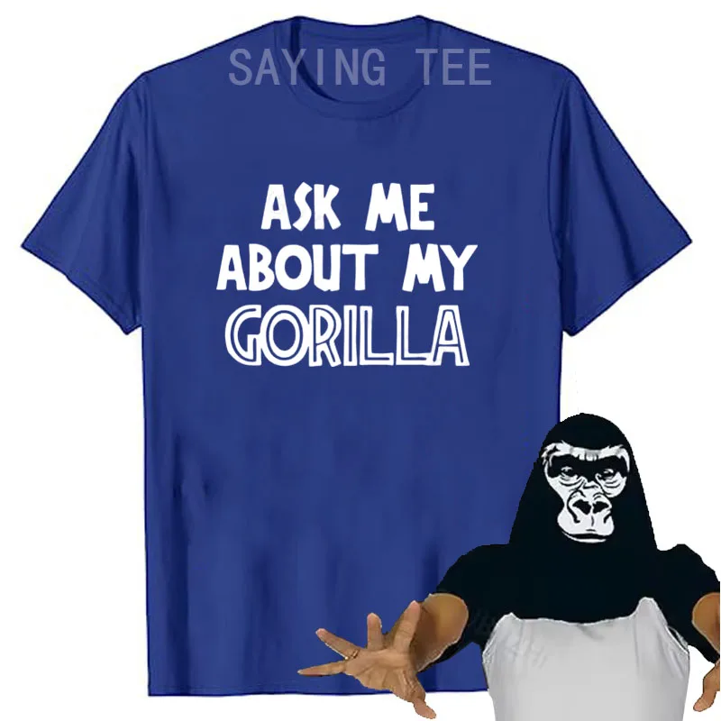 Fragen Sie mich nach meinem Gorilla-T-Shirt für Männer und Jungen, lustiges Retro-Dschungel-Affen-Loose-Top, Persönlichkeits-T-Shirt aus weicher Baumwolle, originelles Geschenk – Detail 4