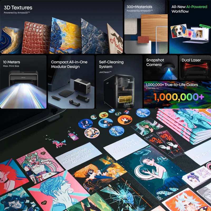 EufyMake E1 3D Texture UV Printer 1440 DPI High Resolution Desktop UV Flatbed Printer For 300+ Materials UV 3D Printer