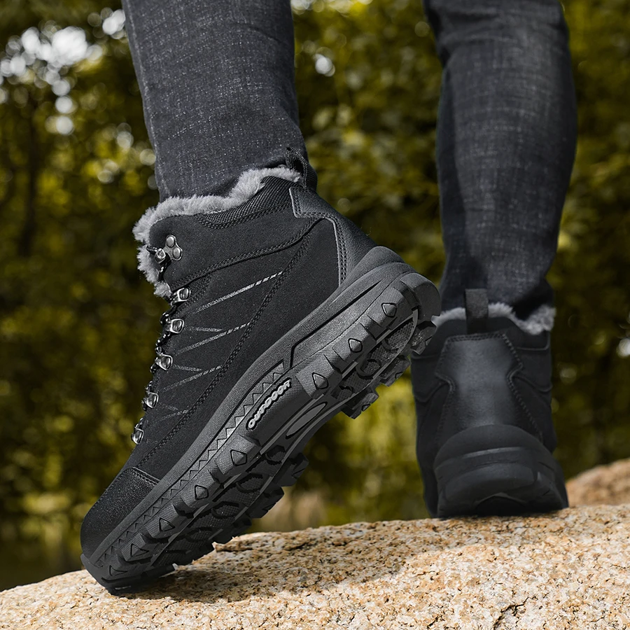 Herren-Schneestiefel, Winterschuhe, Schnürschuhe, warmhaltend, rutschfest, zum Gehen, Klettern, Wandern, Plateausohle, Outdoor-Herren-Knöchelstiefel. – Detail 7