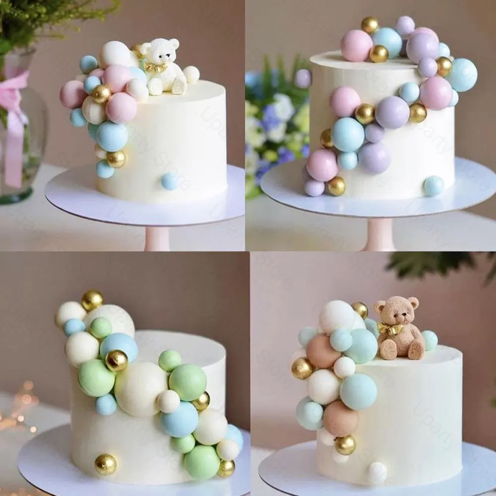 100 Stück 30 Farben Kugel-Kuchendekoration 2/2,5/3/4cm Schaumstoff-Kugeln Cupcake-Topper für Geburtstag Hochzeit Kuchendekoration – Detail 13