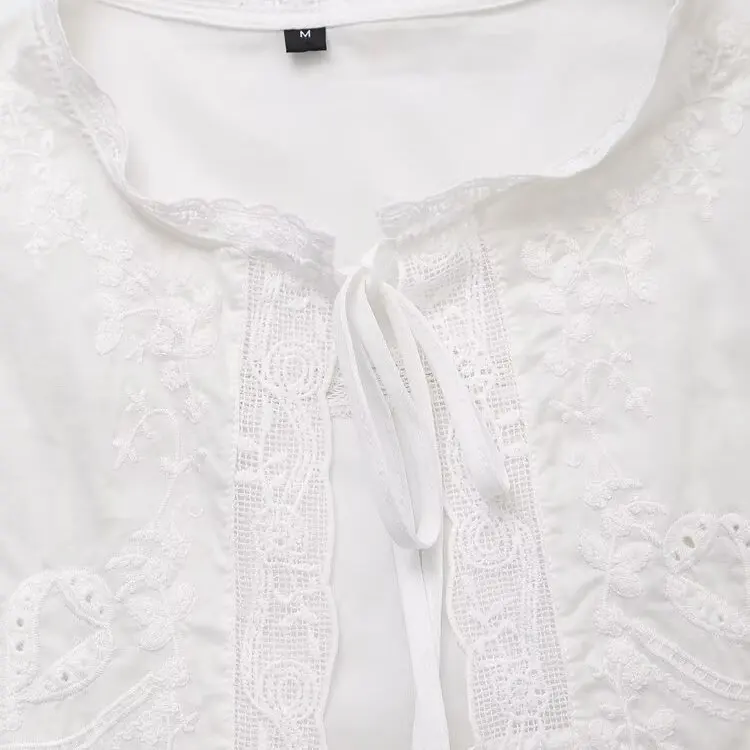 KASLEAD New Women's Fashionable  Knot Embroidered Top Street Style Skin-friendly Breathable Polyester Fiber