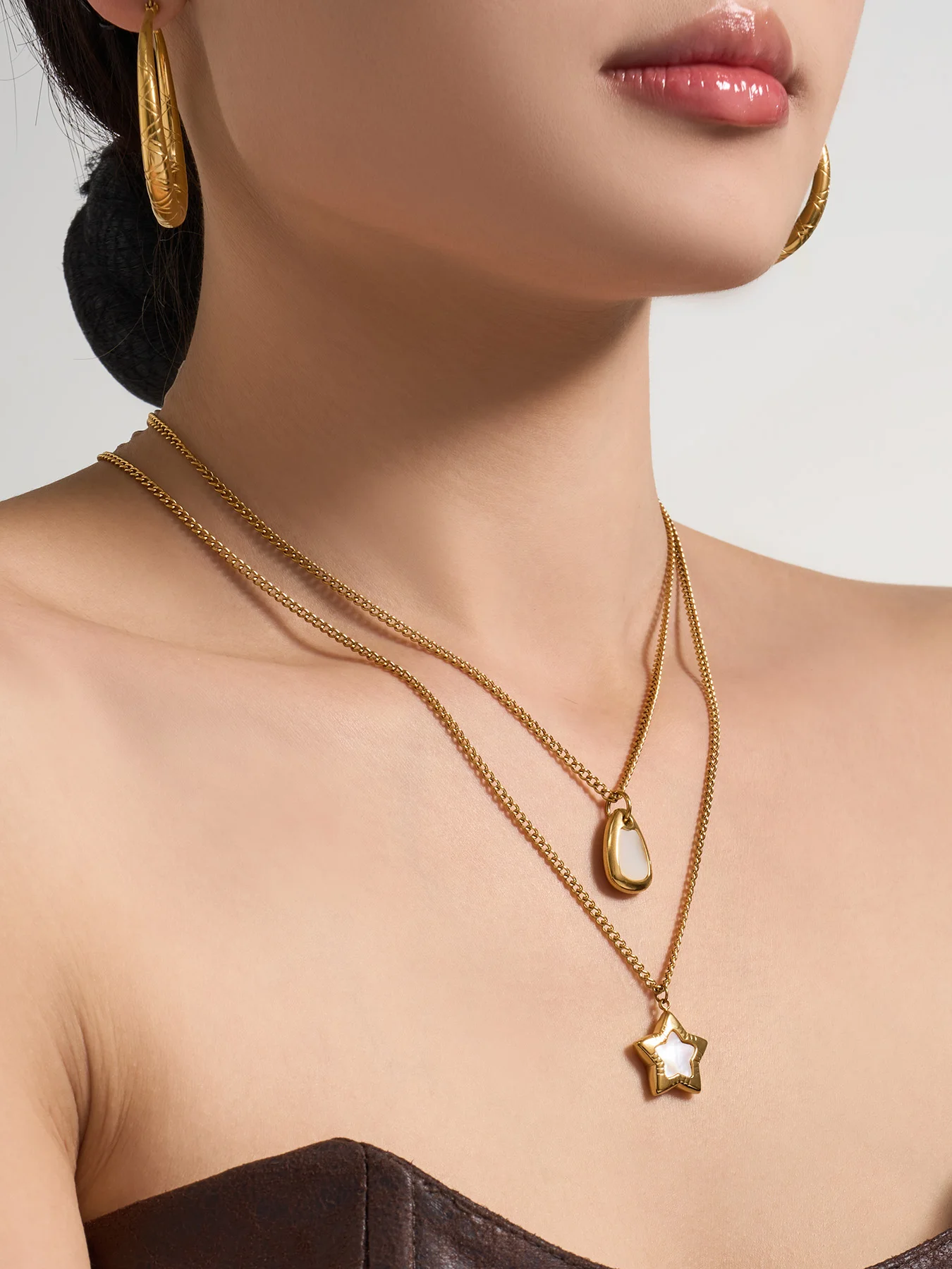 Riesenrad Pentagramm Geometrischer Anhänger Damen-Halsketten Edelstahl Charm Choker für Frauen Bankett-Schmuck Großhandel – Detail 1