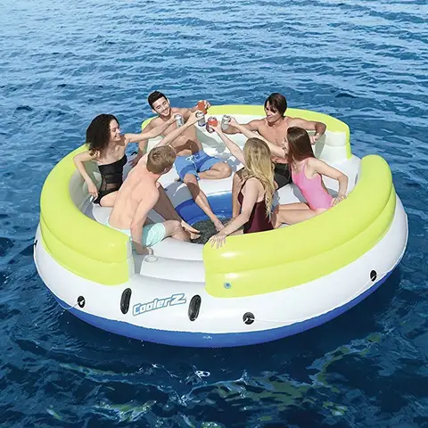 Uppblåsbara leksaker Stor 6-personers rund ö flytande vattenstol partystrand hopfällbar forsränning båt för utomhusunderhållning 8 best sales uppblåsbar flytande ö - №3