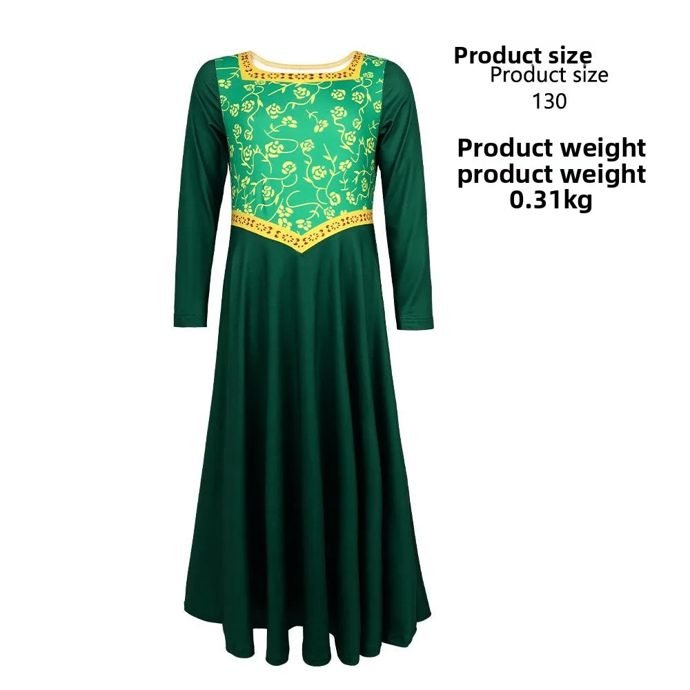 زي شريك الوحش للهالوين، فستان طويل أخضر، ملابس أداء مسرحي، زي تقليدي صيني للنساء #2