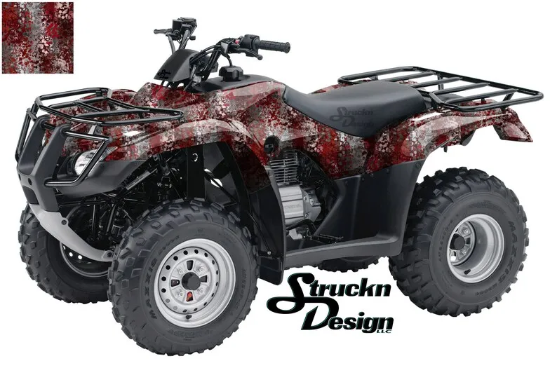 Red Gray Splatter Distressed Camo 4ftx 10ft Decal Vinyl Graphic Pattern Wrap Kit ATV UTV Golf Cart Motorcycle Scooter Bike Cast