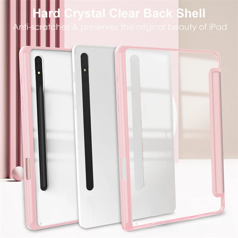 Tri-Fold Acrylic Case for Samsung Tab S10 FE 2025 with Auto Wake Sleep Shockproof Clear Hard Back for Tablet