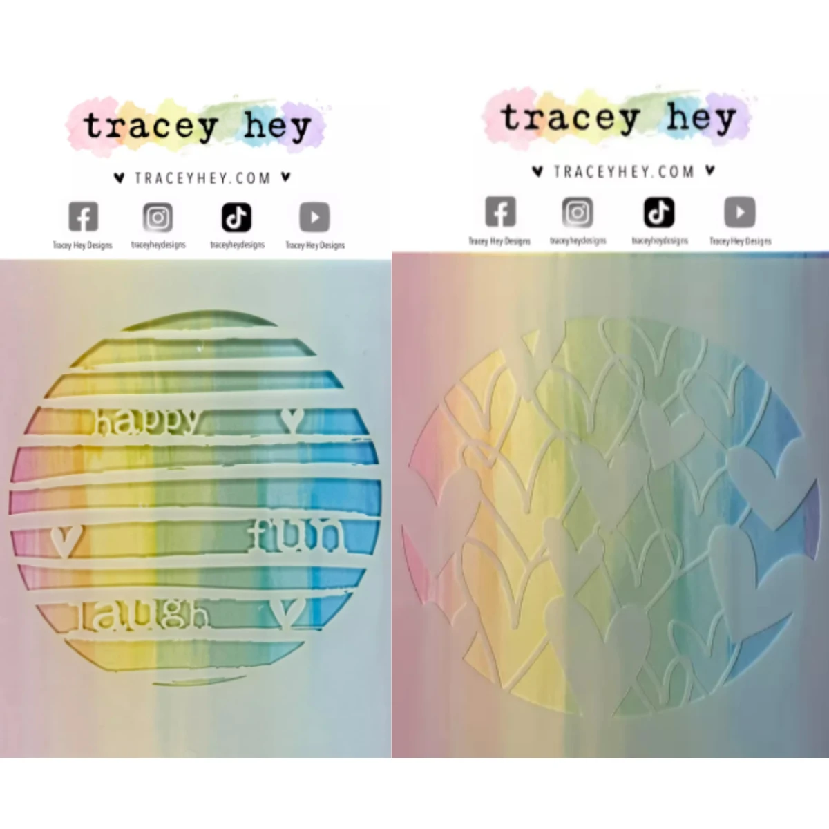 

Love and Rainbow Stencil Tracey Hey - Striped Circles For Craft Embossing Make Paper Greeting Card Making Template DIY Handmade