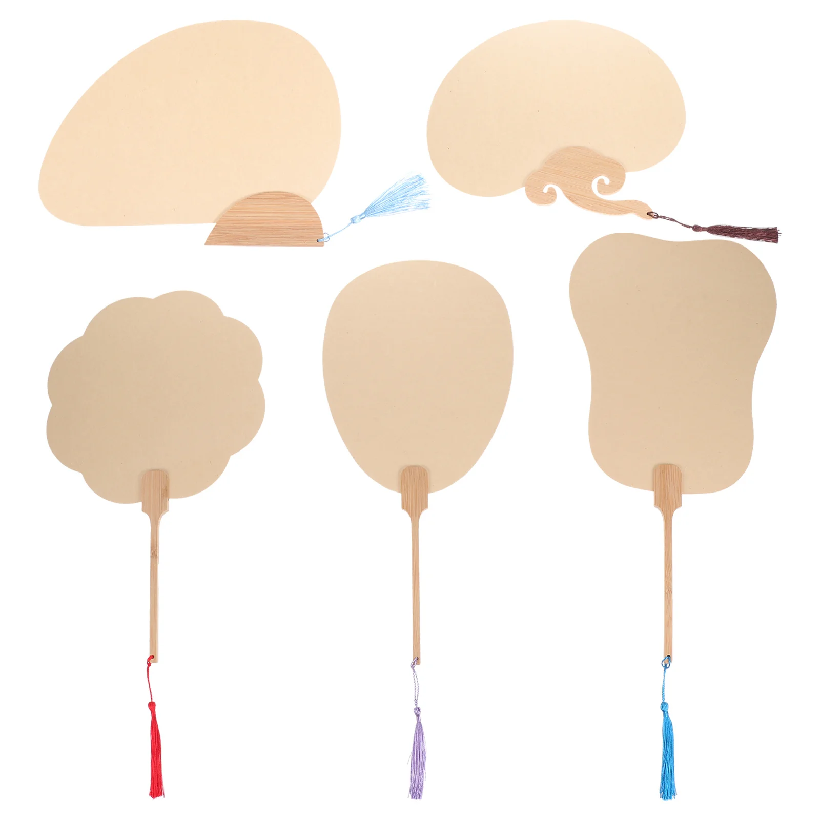 Zestaw do samodzielnego malowania dla dzieci - papierowe wachlarze 5 szt. Chińskie okrągłe wachlarze do rysowania, puste wachlarze do graffiti, zabawka do rękodzieła i zajęć kreatywnych.