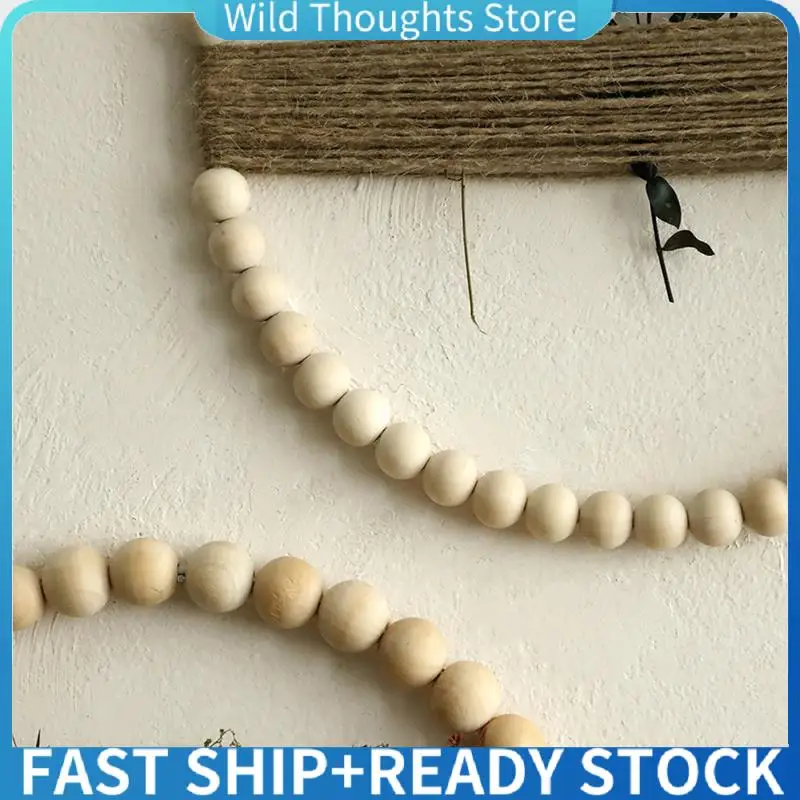 

Wooden Bead Round Garland Farmhouse Decor Unique Decoration Bohemian Wall Front Door Decoration-[Qahk]