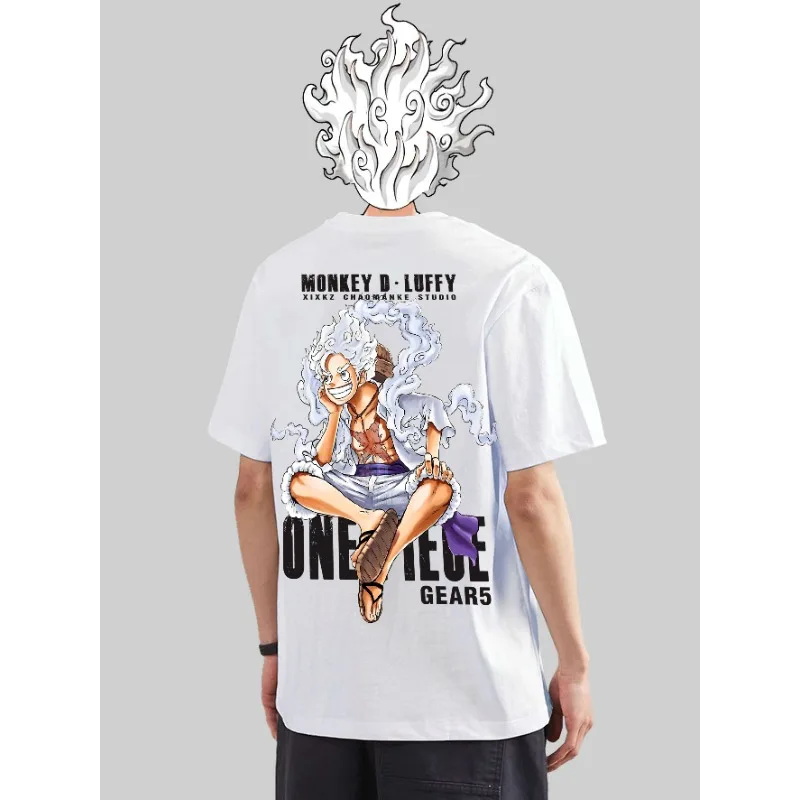 

ONE PIECE Short-sleeved Casual Pure Cotton Men's 2025 Luffy Sauron Tide Brand Two-dimensional Peripheral Top Women's T-shirt