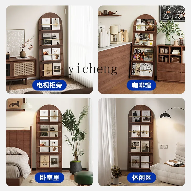 ZK magazine rack Floor-to-ceiling medieval newspaper  Magazine rack Arched book display rack