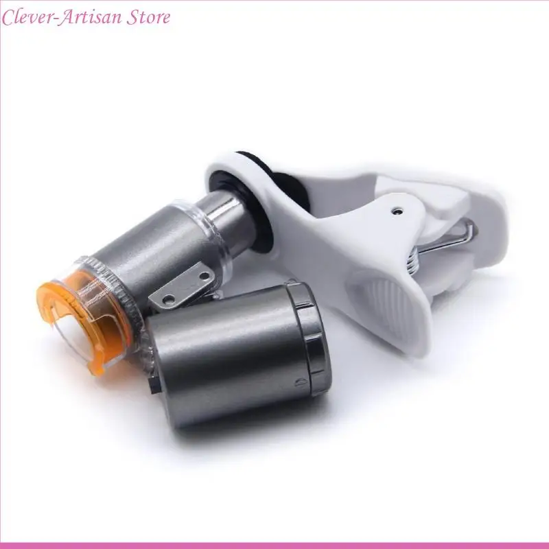 E06B 60x mini clip teléfono móvil microscopio lepa led led led lente óptica microscopio microscopio celular microscop