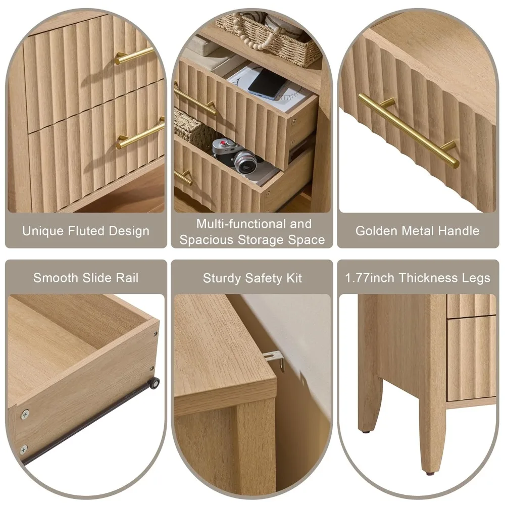 

Recessed Bedside Table with Two Drawers, 27-inch Modern Style Bedside Table Set (two-piece Set), Customizable