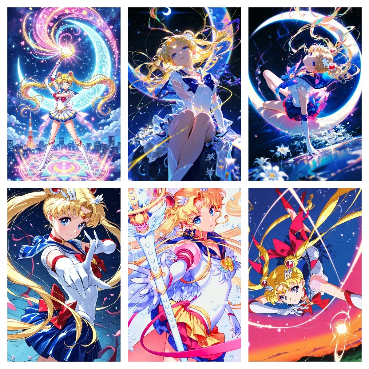 DIY Sailor Moon Uniform Diamond Painting Magic Moon City Anime Character Modern Wall Decoration for Living Room Bedroom