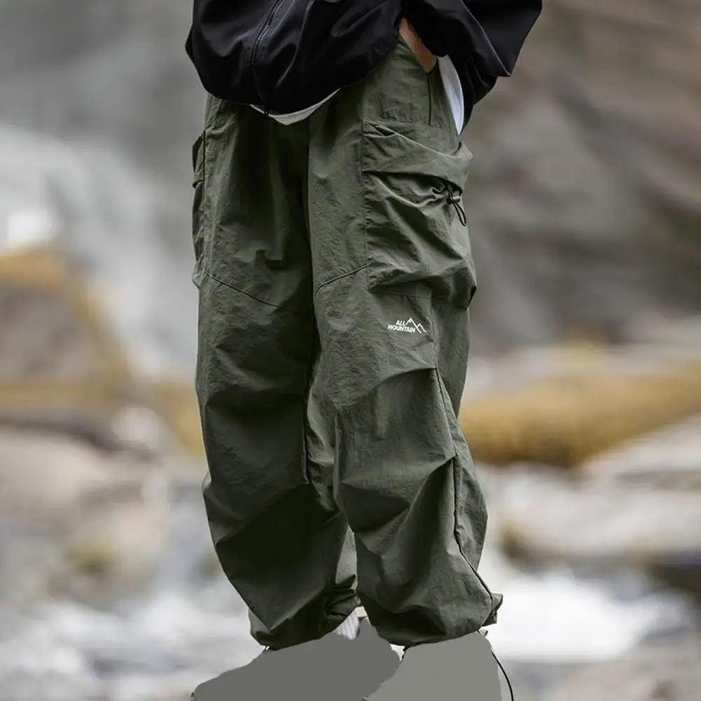 Men Sweatpants Waterproof Outdoor Cargo Pants with Elastic Waist Multi Pockets Trousers for Climbing