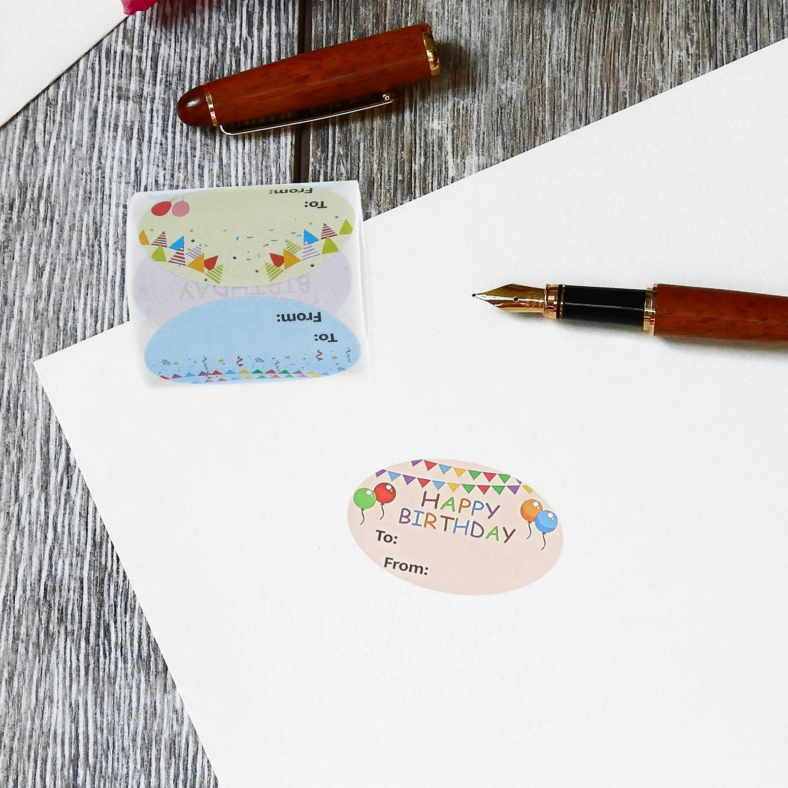 Happy Birthday Stickers Pack Versatile Adhesive Decals for Envelopes Cards Gifts Product Packaging Office Stationery Decoration