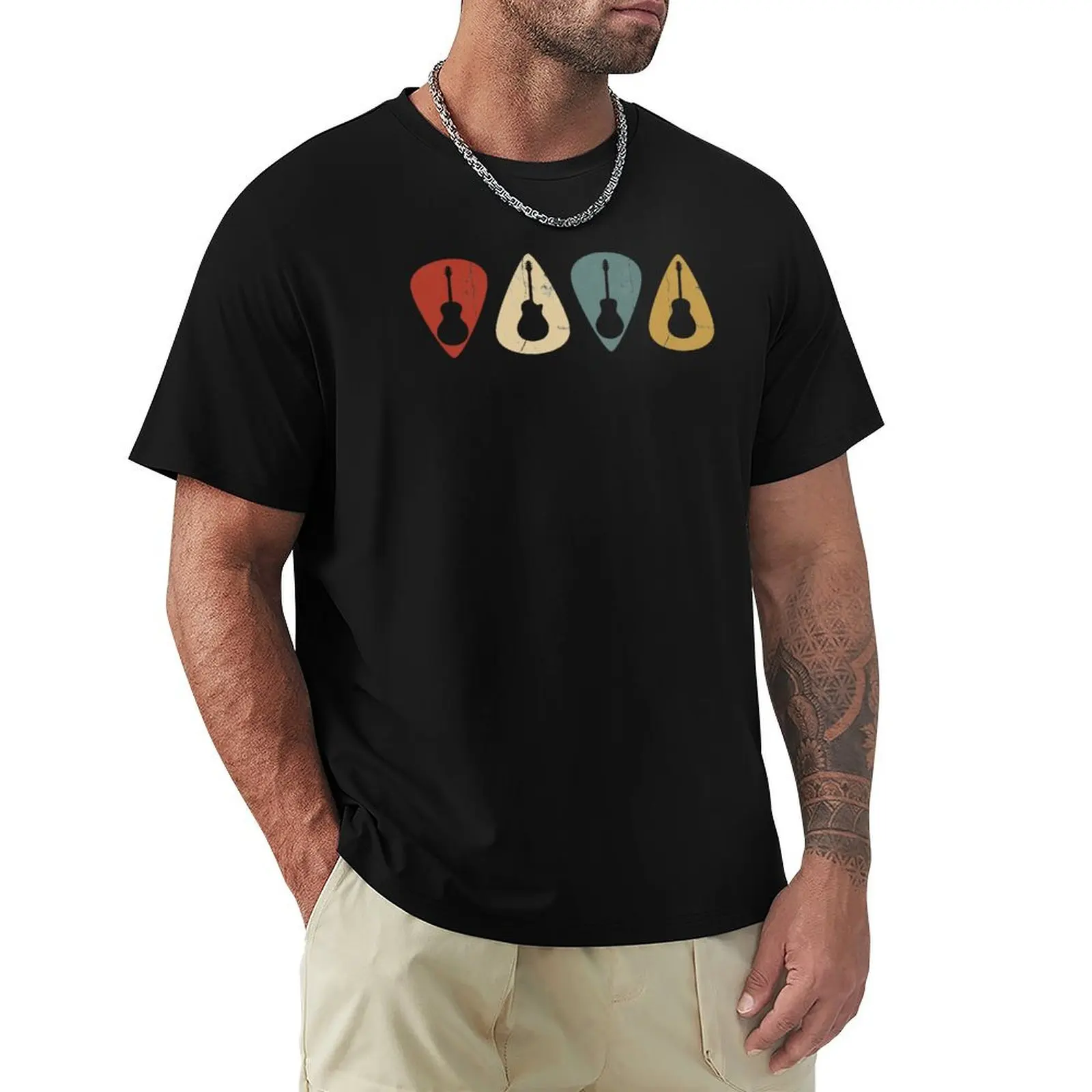 

Acoustic Guitars Picks Retro For Guitar Player T-Shirt tops sports fans plain t shirts men