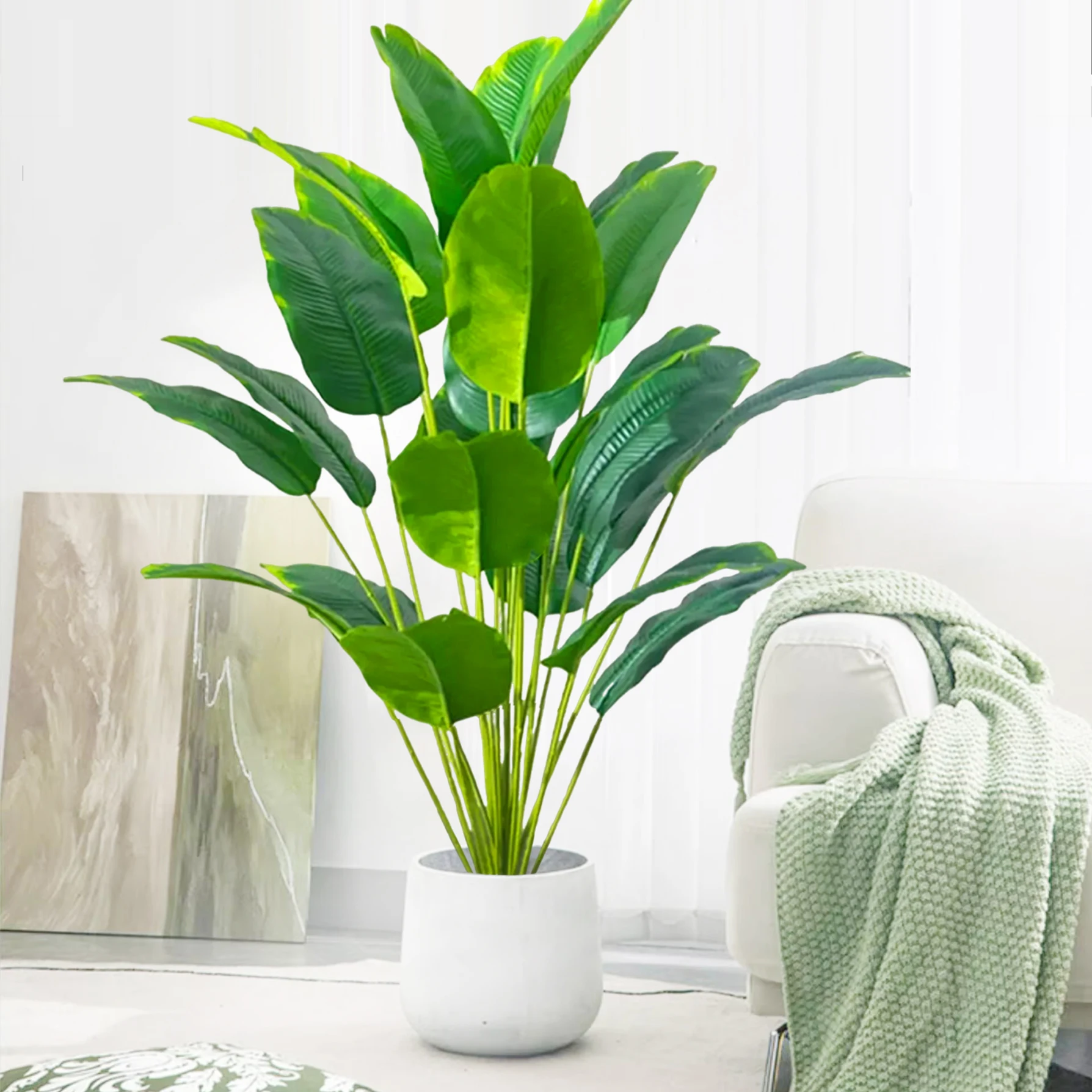 90cm 24 Leaf Large Tropical Palm Tree Fake Banana Plant Leaves Real Touch Strelitzia Reginae Plastic Plant for Home Garden