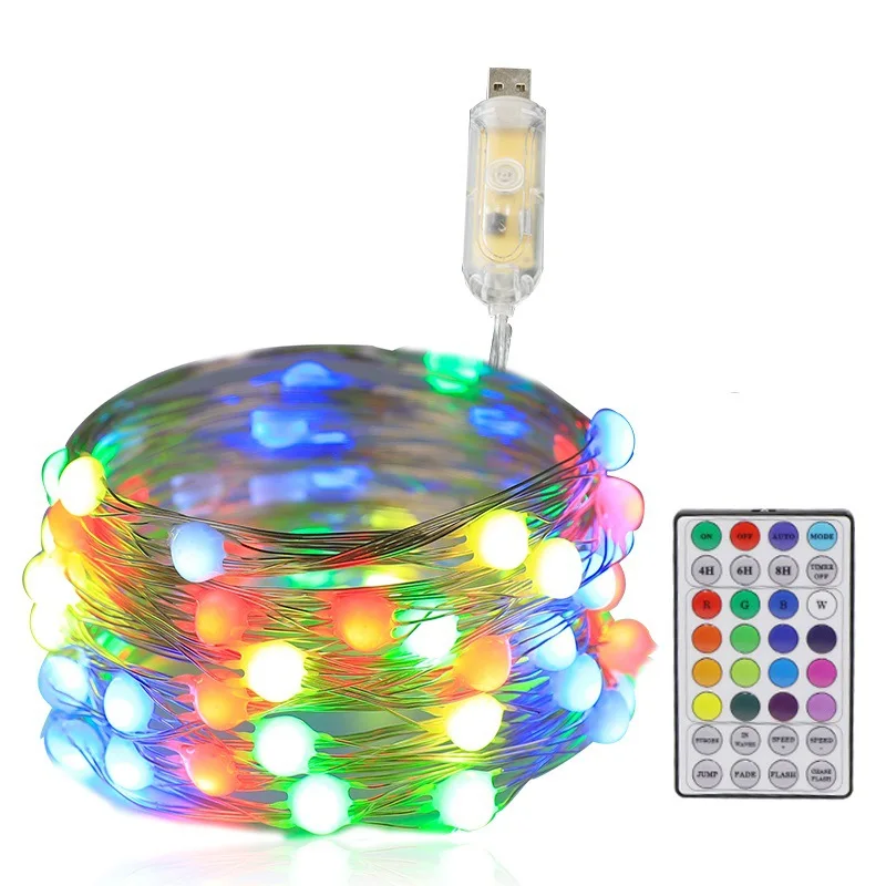 Ключ LED32 RGB точечное управление Симфония, проточная вода, медная проволока, гирлянда, праздничная рождественская елка, серебряные проволочные огни