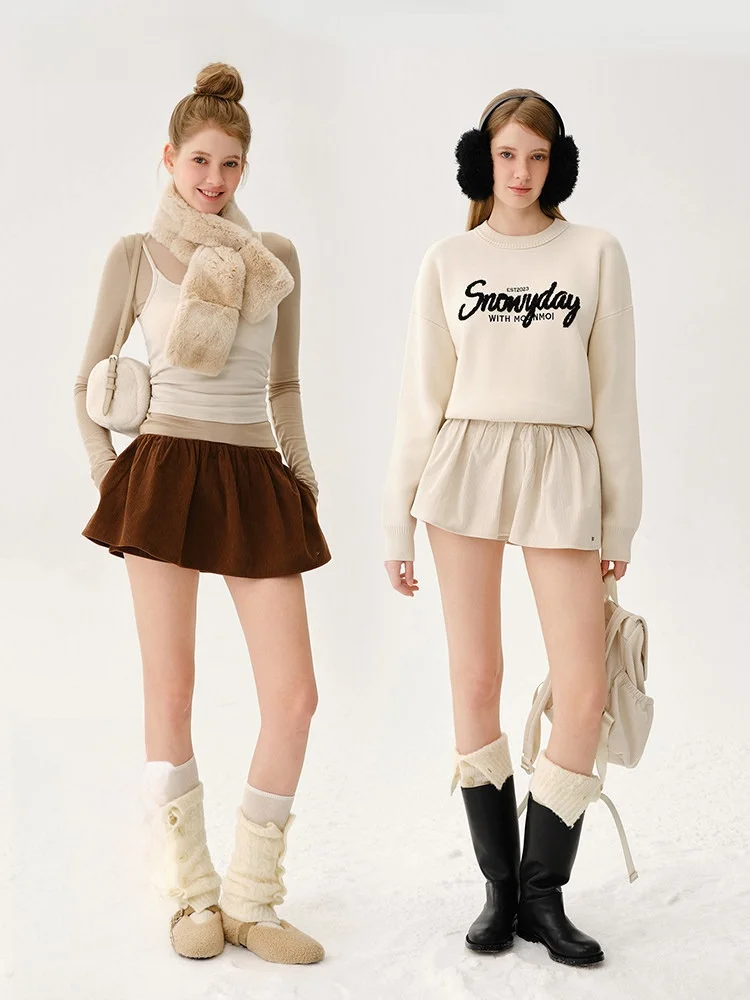 

Moonmoi Korean Sle Elastic Waist Corduroy Boot Pants Skirt Women's Vertical Stripe Slimming Versatile Comfortable Soft Poly...