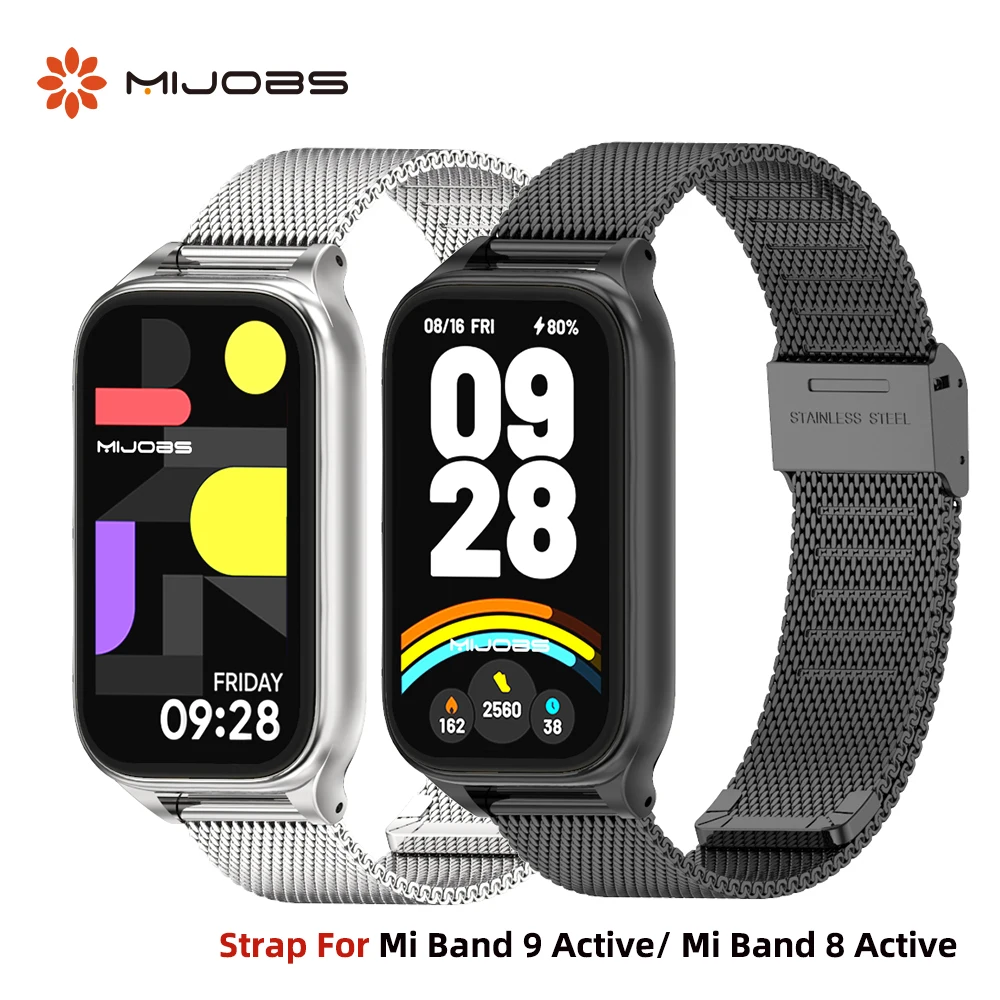Correa para Mi Band 9 Active Watchband para Xiaomi Smart Band 8 Active Metal pulsera para Mi Band 9 Active correa acero inoxidable