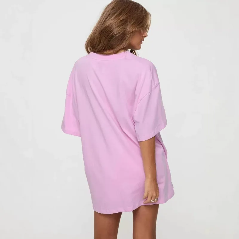 Comoda e traspirante rosa con stampa floreale Casual Princ Polly T-shirt da donna vestibilità ampia rotonda Ne ort Sve Top