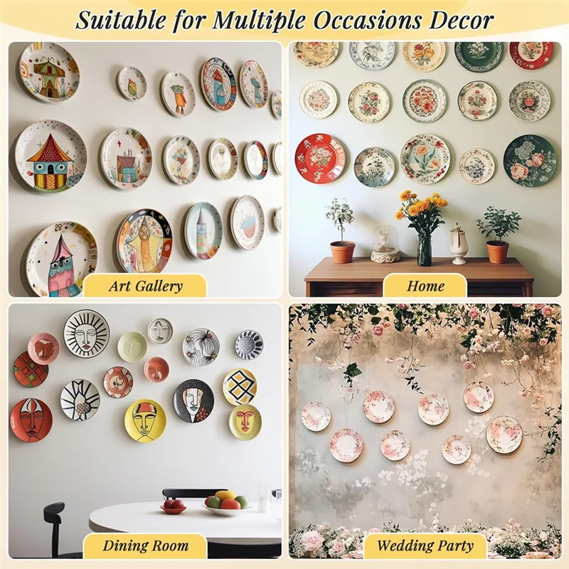 ABKO-Plate Wall Hangers For Display - 6/8/10/12 Inch Plates Hanger, For 5.5 To 12.5 Inch Decorative Plates And Arts