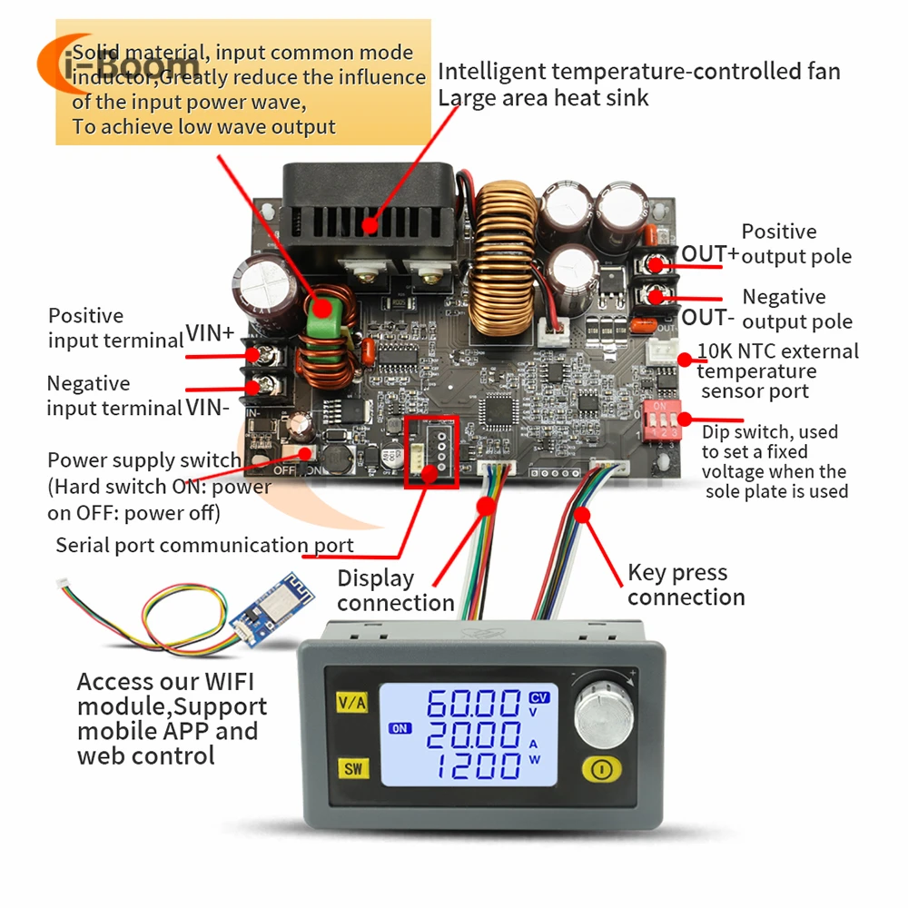 XY6020L CNC Adjustable DC Voltage Stabilizer XY6020L 20A 1200W Constant Voltage Constant Current Step Down Power Supply Module