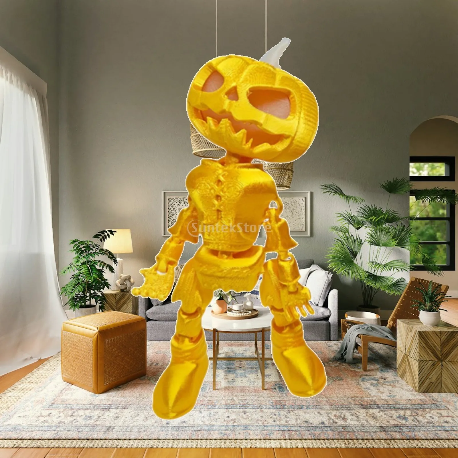Halloween Luminous Pumpkin Decoration Display Figure Gift Table Centerpiece Pumpkin Zombie for Holiday Yard Bedroom Home Kitchen